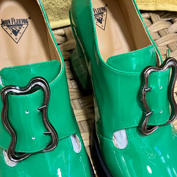 *NEW* 2024 Fluevog Stop It SOSTA Mary Janes, Green Patent, Size 9! GORGEOUS! - Picture 8 of 12